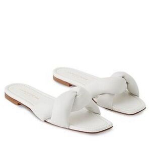 NWT Lafayette 148 New York Germaine Leather Knot Sandal, Size 38